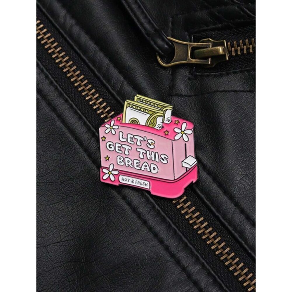 1pc Let's Get This Bread Enamel Pins Pink Bread Maker Hot Fresh Money Brooch